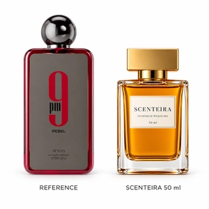 Amber Rebel: original inspiration reference beside the Scenteira 50 ml bottle