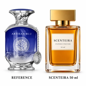 Citron Passage: Anfar 1950 Artisan Blu Extrait de Parfum reference beside the Scenteira 50 ml bottle