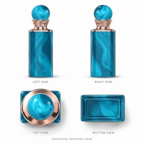 Fig Voyage: illustrative original-reference left, right, top and bottom bottle views