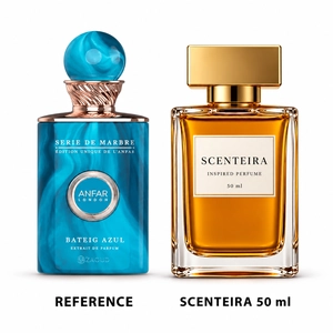 Fig Voyage: Anfar London Bateig Azul Extrait de Parfum reference beside the Scenteira 50 ml bottle