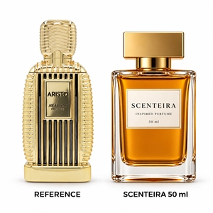 Ginger Petal: Arabiyat Prestige Aristo Eau de Parfum reference beside the Scenteira 50 ml bottle