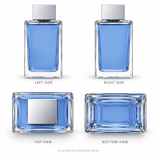 Melon Tide: illustrative original-reference left, right, top and bottom bottle views