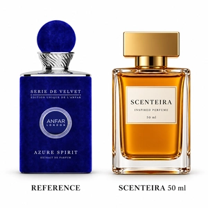 Mint Velvet: Anfar London Azure Spirit Extrait de Parfum reference beside the Scenteira 50 ml bottle