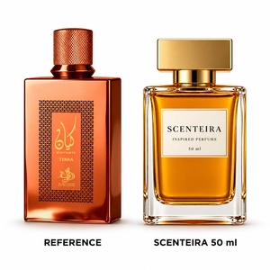 Resin Earth: Al Wataniah Kayaan Terra Eau de Parfum reference beside the Scenteira 50 ml bottle