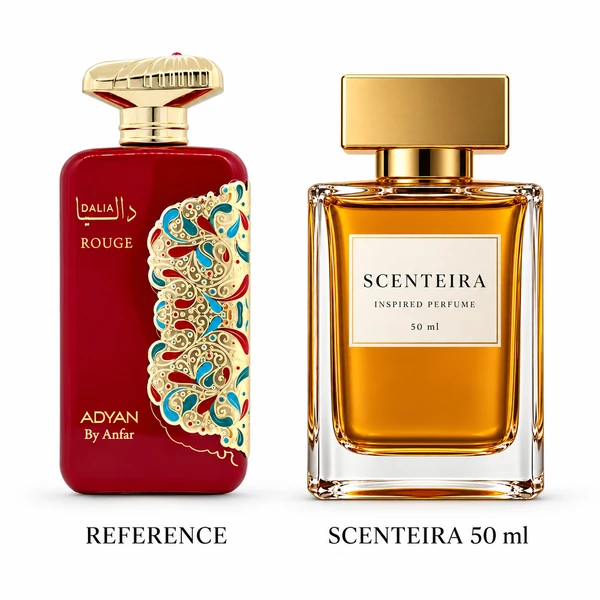 Ruby Praline: original inspiration reference beside the Scenteira 50 ml bottle